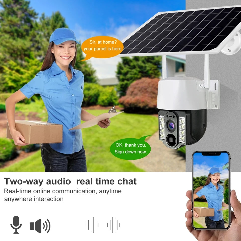 Solar Power Backup Outdoor Wifi Security Camera Built-In-Battery Back Up