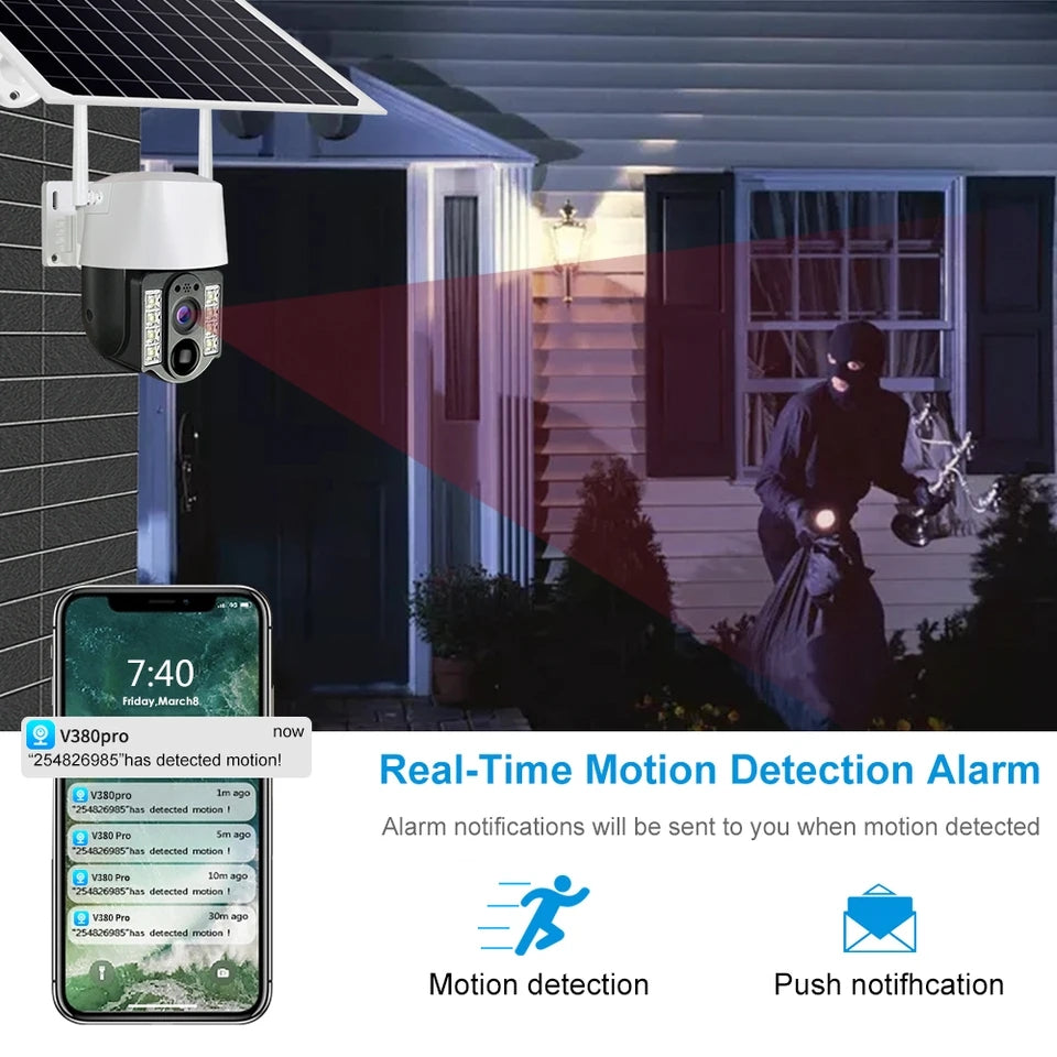 Solar Power Backup Outdoor Wifi Security Camera Built-In-Battery Back Up
