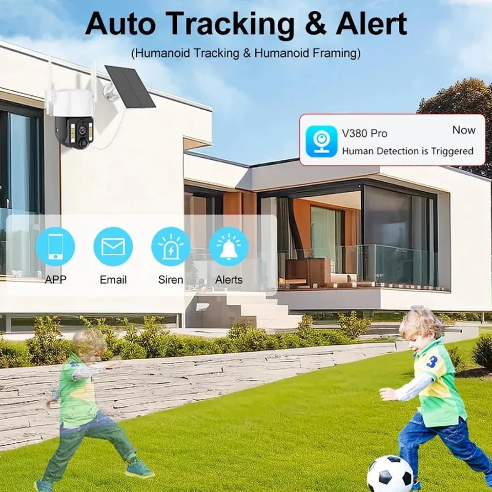 Solar Power Backup Outdoor Wifi Security Camera Built-In-Battery Back Up