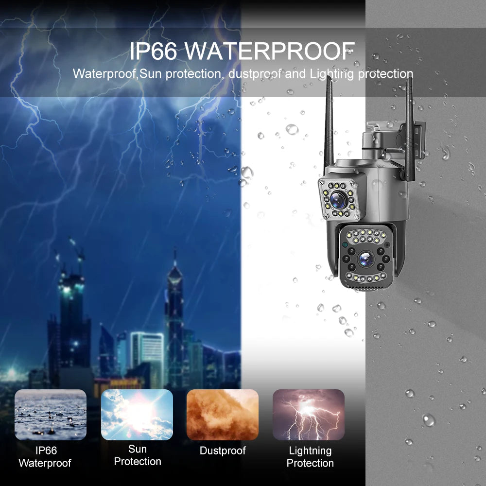 Outdoor Dual Lens PTZ 360° Wifi Security Camera