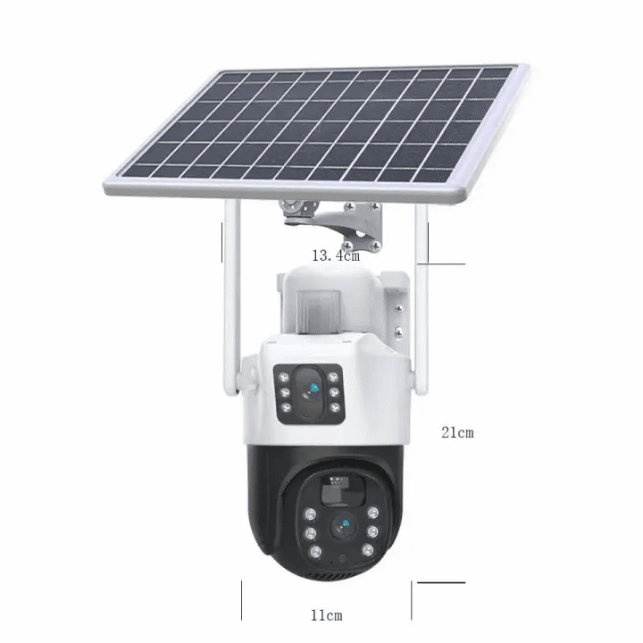 Solar Power Outdoor Dual lens 4G SIM PTA Approved police light Security Camera Built-In-Battery Back Up