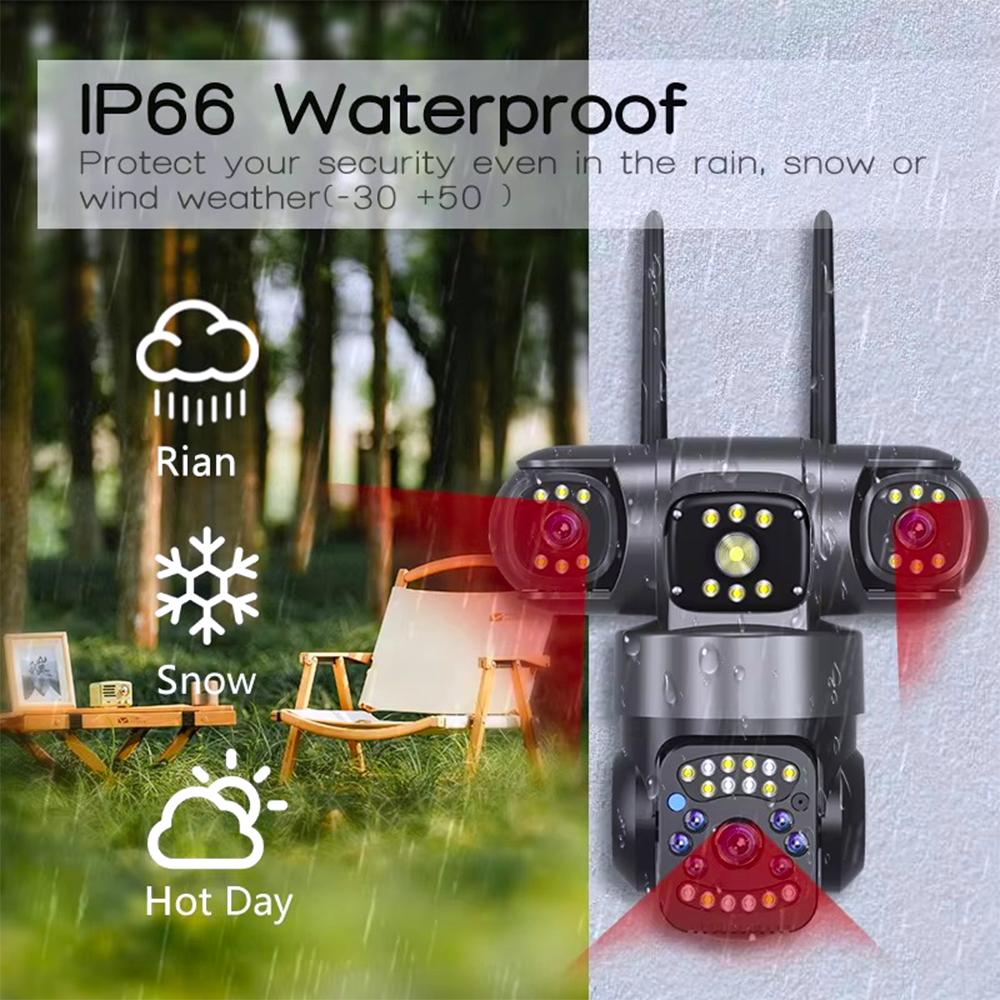 Outdoor 4 Lens PTZ 360° Wifi Security Camera