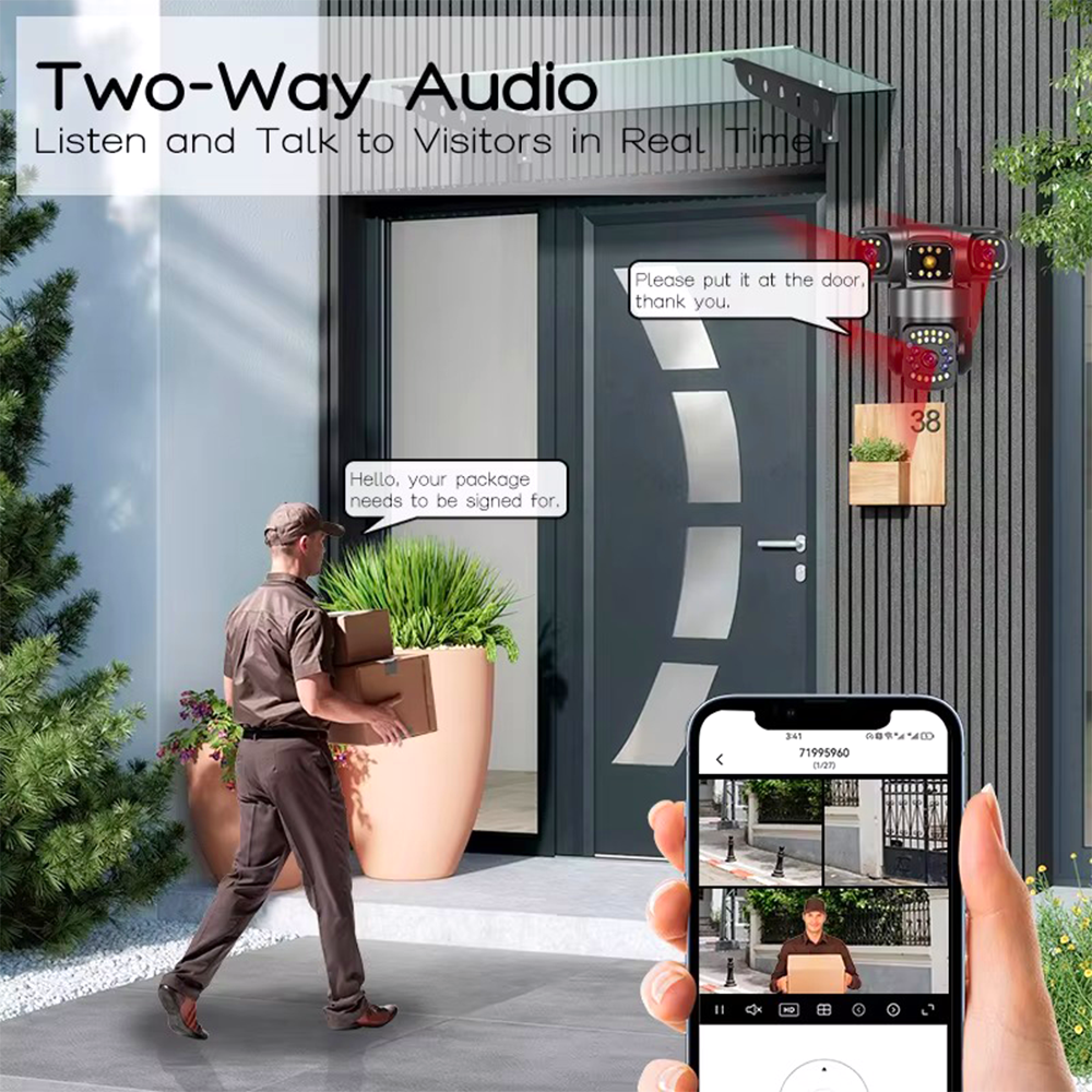 Outdoor 4 Lens PTZ 360° Wifi Security Camera