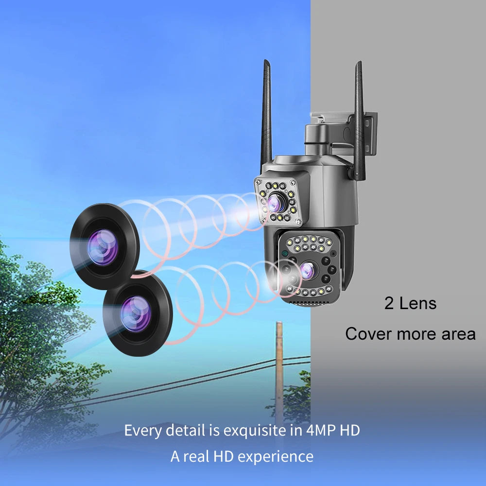 Outdoor Dual Lens PTZ 360° Wifi Security Camera