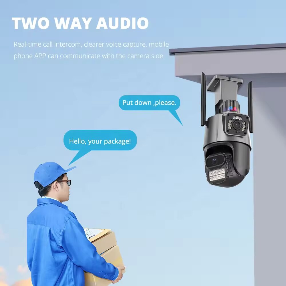 Modern Outdoor Dual Lens Binocular Police Lights PTZ 360Β° Wifi Security Camera