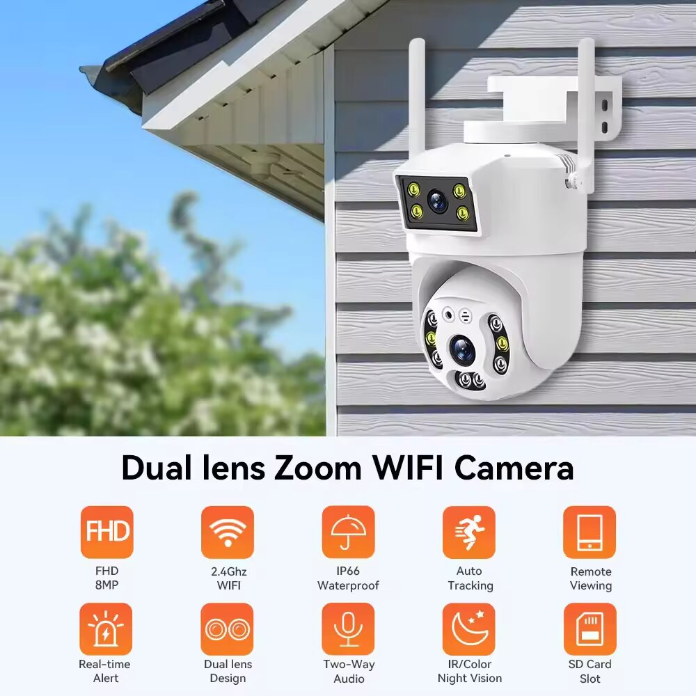 Outdoor Dual Lens PTZ 360° Wifi Security Camera