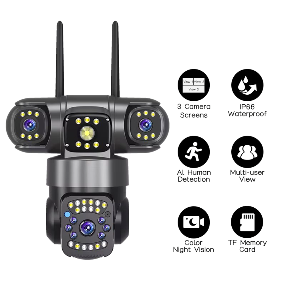 Outdoor 4 Lens PTZ 360° Wifi Security Camera