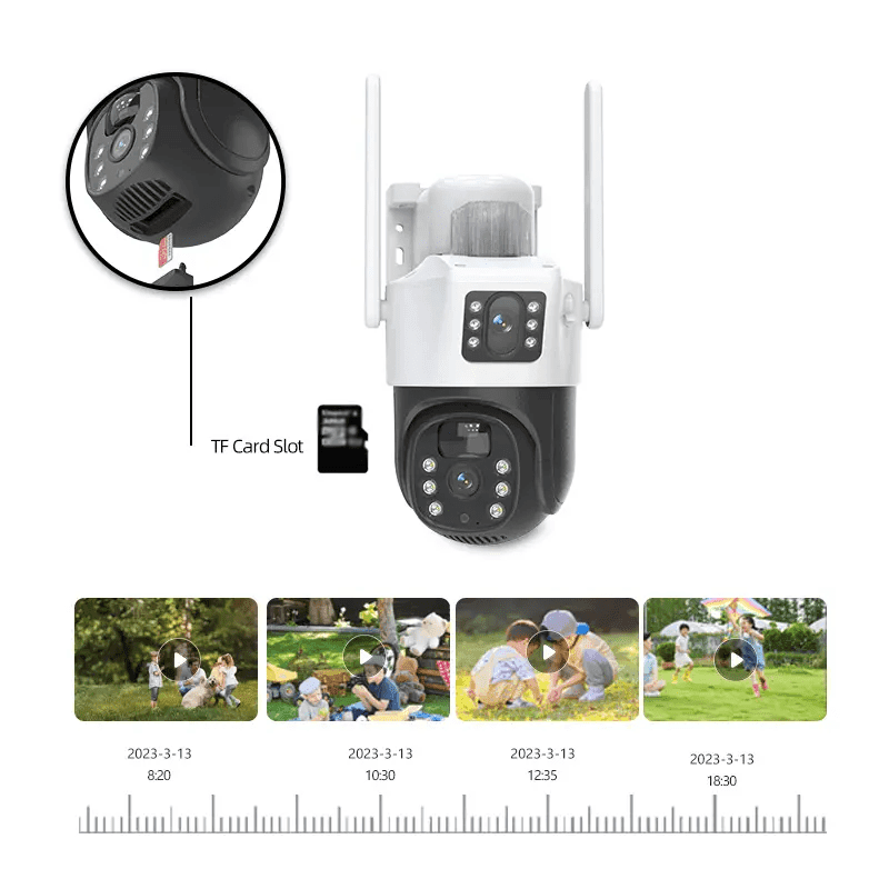 Solar Power Outdoor Dual lens 4G SIM PTA Approved police light Security Camera Built-In-Battery Back Up