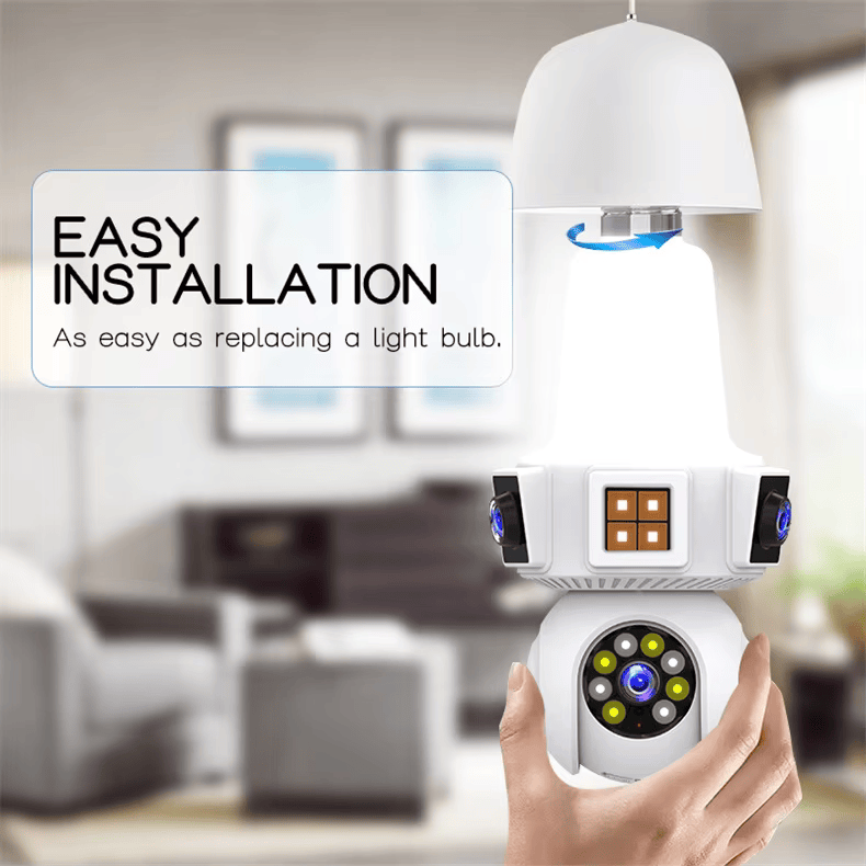 360° Indoor Bulb holder Lamp ( TRIPLE ) 3 Lens WiFi Security Camera