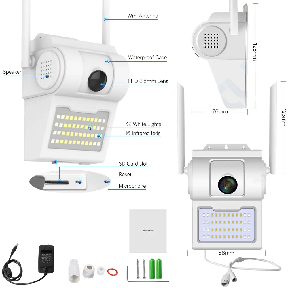 Outdoor 4k WiFi Lamp UHD Wireless Security Camera