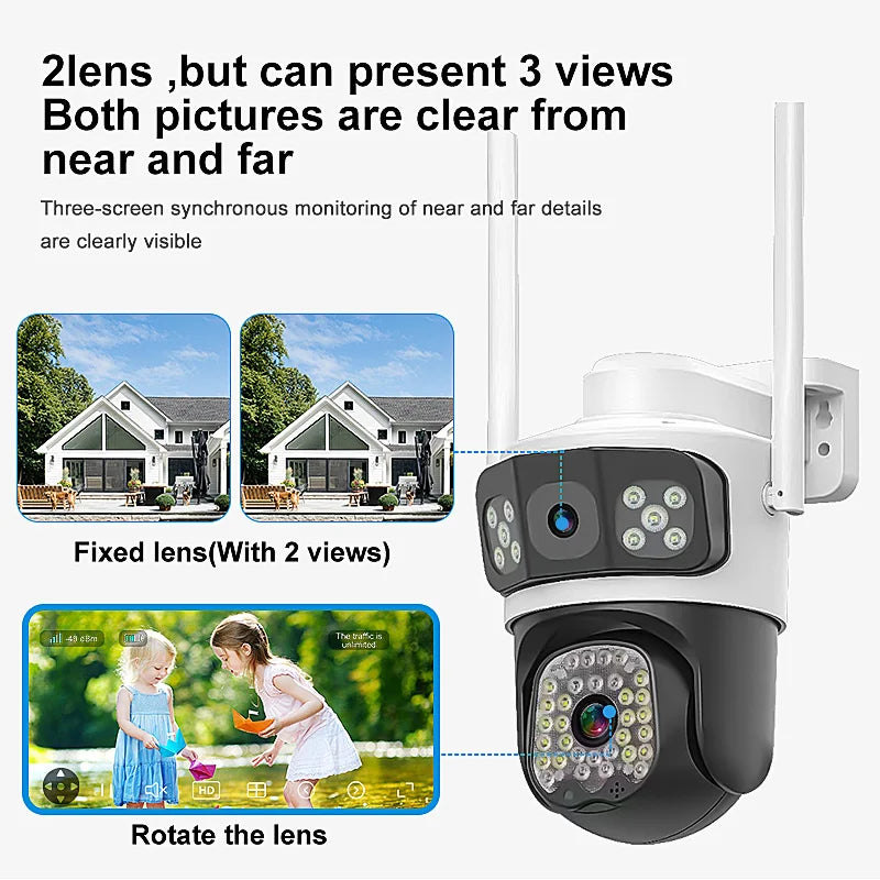 Outdoor Triple Lens PTZ 360° Wifi Security Camera