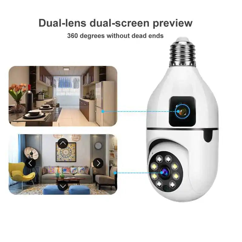 360Β° Indoor Bulb holder Dual Lens WiFi Security Camera