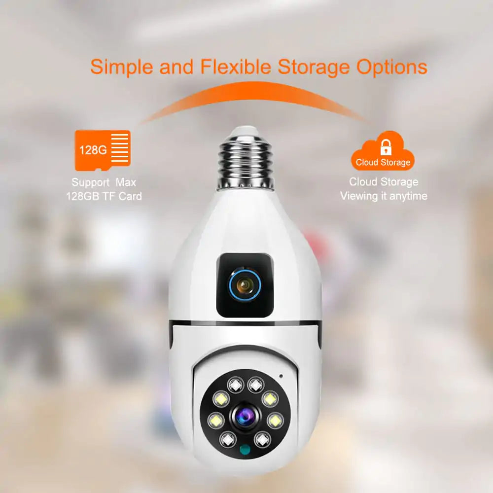 360Β° Indoor Bulb holder Dual Lens WiFi Security Camera
