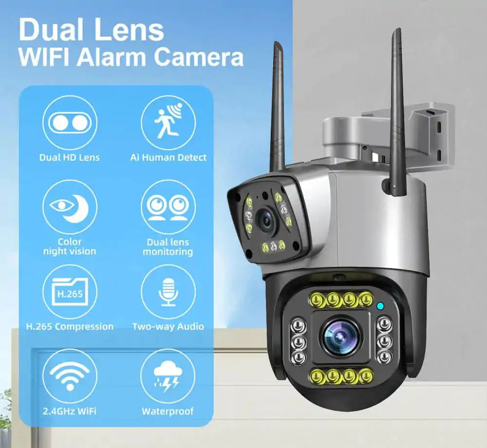 Outdoor Dual Lens PTZ 360Β° Wifi Security Camera