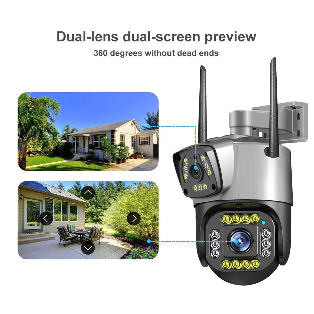 Outdoor Dual Lens PTZ 360Β° Wifi Security Camera