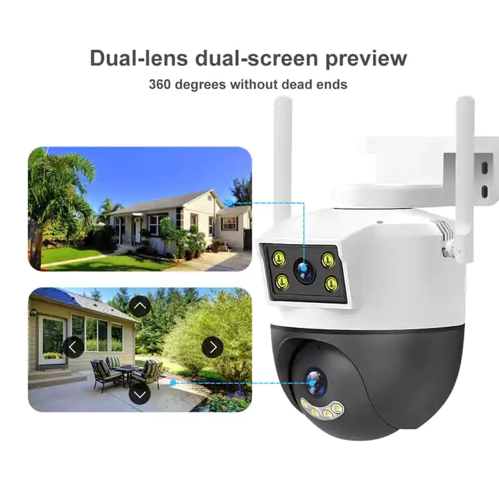 Outdoor Dual Lens PTZ 360° Wifi Security Camera