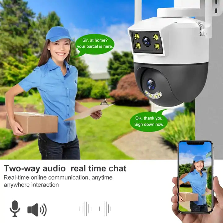 Outdoor Dual Lens PTZ 360° Wifi Security Camera