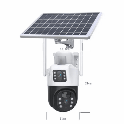 Solar Power Outdoor Dual lens 4G SIM PTA Approved police light Security Camera Built-In-Battery Back Up
