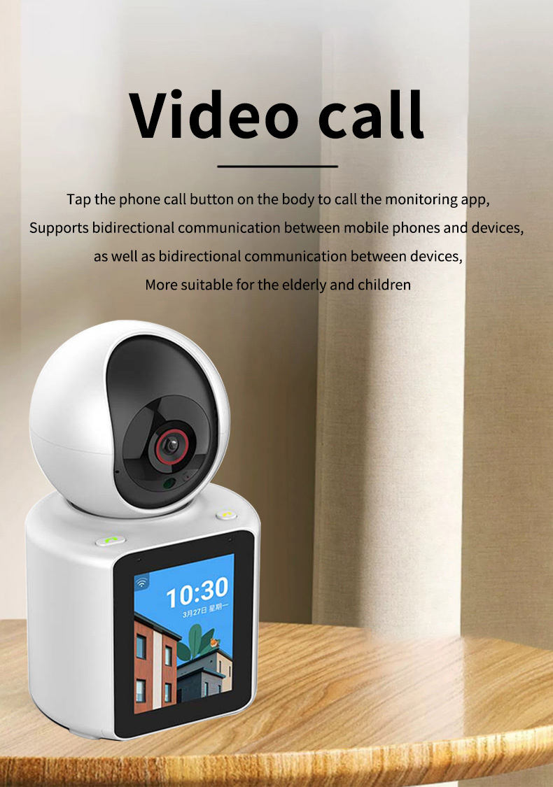 Baby Monitor & Indoor PTZ 360° WiFi Security Camera  UHD Display