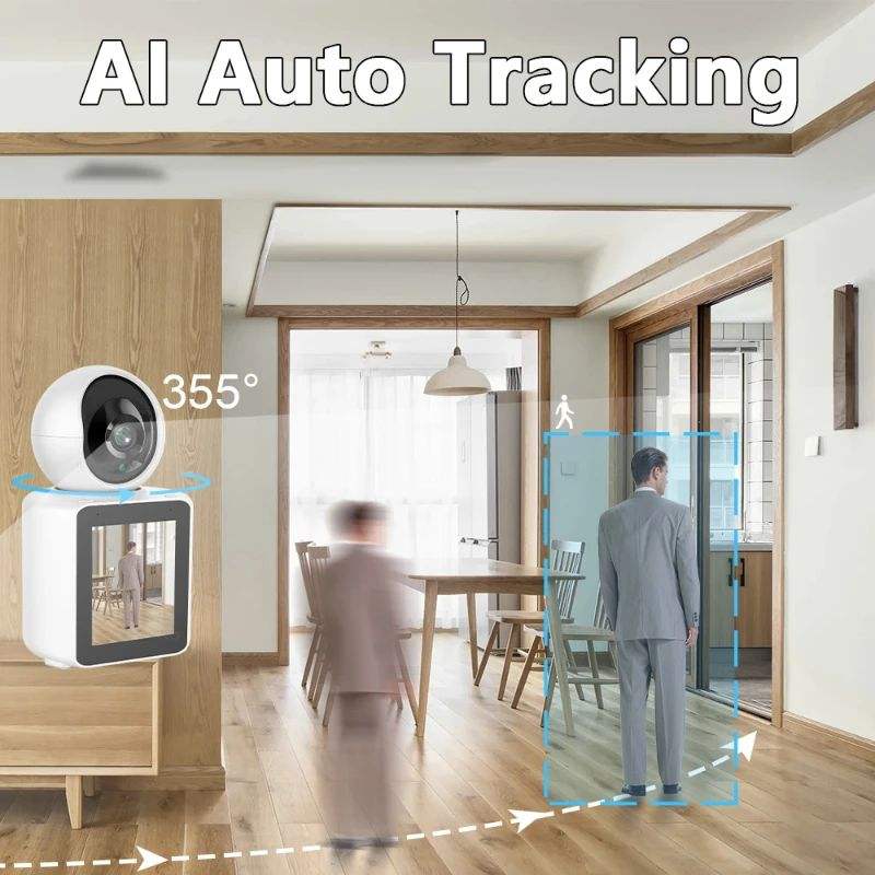 Baby Monitor & Indoor PTZ 360° WiFi Security Camera  UHD Display
