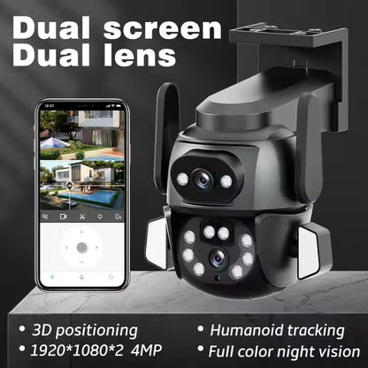 Modern Outdoor Dual Lens PTZ 360° Full HD Smart Wifi Security Camera