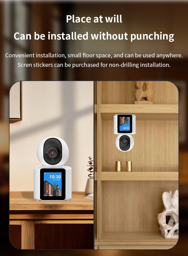 Baby Monitor & Indoor PTZ 360° WiFi Security Camera  UHD Display