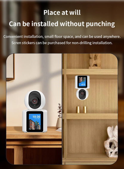 Baby Monitor & Indoor PTZ 360° WiFi Security Camera  UHD Display