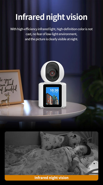 Baby Monitor & Indoor PTZ 360° WiFi Security Camera  UHD Display